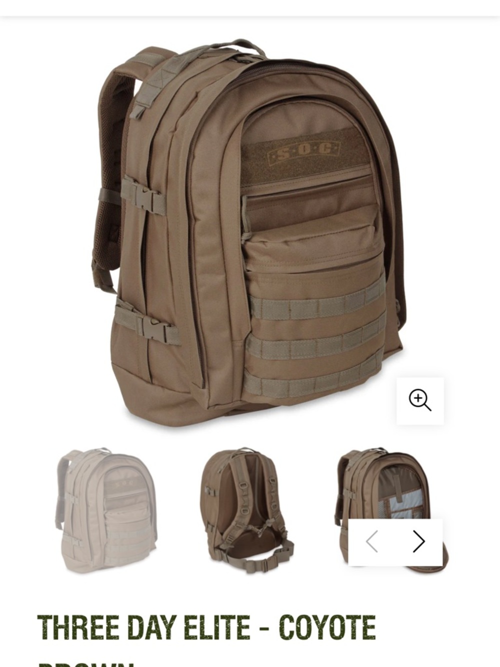 Three Day Elite Tactical Backpack - Coyote Brown